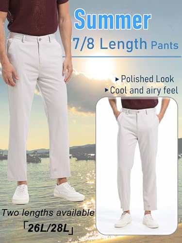 Mens 7/8 Business Casual Pants Lightweight Summer Dress Trousers Loose Taper Fit2