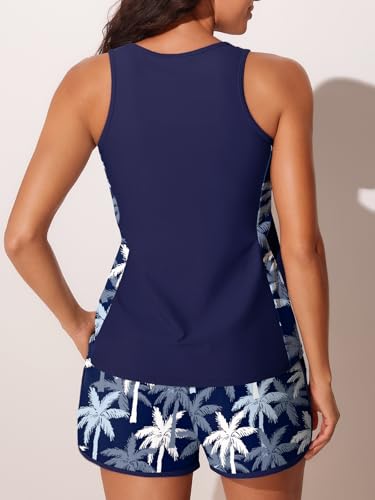 Image of Summer Mae Blouson Tankini Swimsuits for Women 2026 Tummy Control Two Piece Bathing Suits with Sporty Pockets Swim Shorts