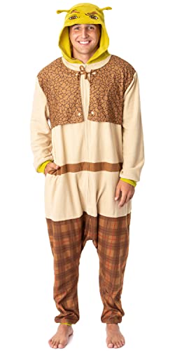 INTIMO DreamWorks Shrek Mens' Movie Film Character Costume Footless Sleep Union Suit (Large/X-Large) Multicolored