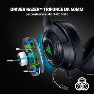 Razer Kraken V3 X - Cuffie Cablate USB da Gaming (Struttura Ultra-Leggera da 285 g, Driver TriForce da 40mm, Microfono Cardioide Hyperclear, Audio Surround 7.1) Nero