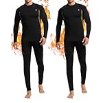 CL convallaria 2 Pack Mens Thermal Underwear Fleece Lined Long Johns Winter Base Layer Cold Weather Hunting Gear