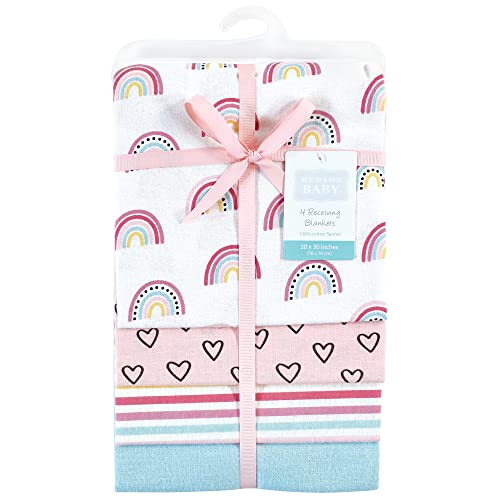 Image of Hudson Baby Unisex Baby Cotton Flannel Receiving Blankets, Modern Rainbow, One Size
