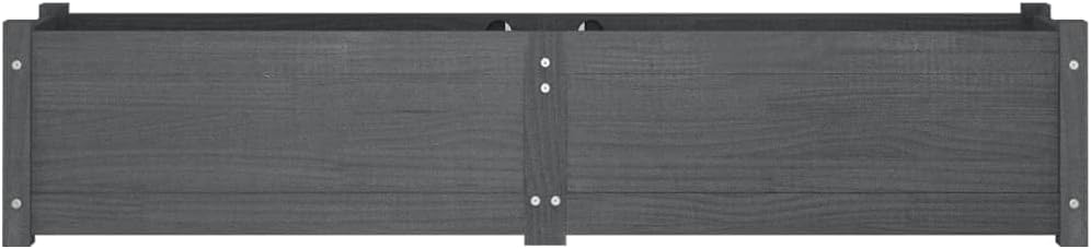 vidaXL Outdoor Flower Planter - Spacious Solid Wood Gray Raised Bed Garden Plant Box - Durable Pinewood Garden Fixture - Ideal for a Variety of Plants - 59.1"x12.2"x12.2"