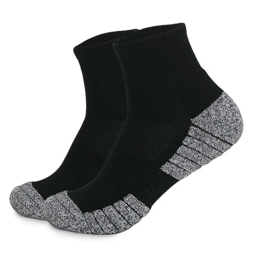 DCEHGEW 3 Pack Men Fall Winter Thick Towel Bottom Running Athletic Socks for Daily Hiking Running-Black-M 39-42(US Size 6-9)