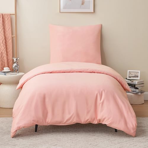 RUIKASI Bettwäsche 155x220 2teilig Rosa - Pink Mikrofaser Bettwäsche-Sets Oeko-TEX, Bettbezüge 155 x 220cm + Kissenbezüge 80x80cm mit… – Ansicht 1