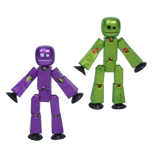 Zing StikBot – Comprend 2 StikBots – Figurines d'action et accessoires de collection, animation Stop Motion, à partir de 4 ans (aubergine métallique et olive...