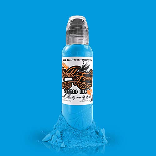World Famous Light Blue Tattoo Ink, Vegan and Professional Ink, Made in USA, Einstein Blue, 1 oz - Thumbnail 2