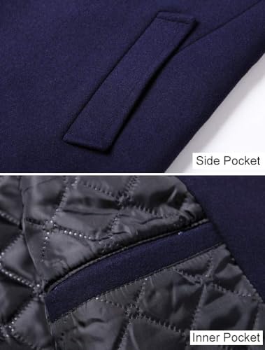 Image of FTCayanz Mens Trench Coat Wool Blend Single Breasted Overcoat | Stand Collar, Fall Slim Fit Top Coat, Winter Warm Coats for Men, Business Work Formal Casual Jacket, Daily Outwear