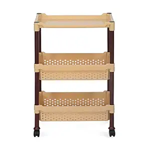 Nilkamal Trolley 15, Maroon & Marble Beige