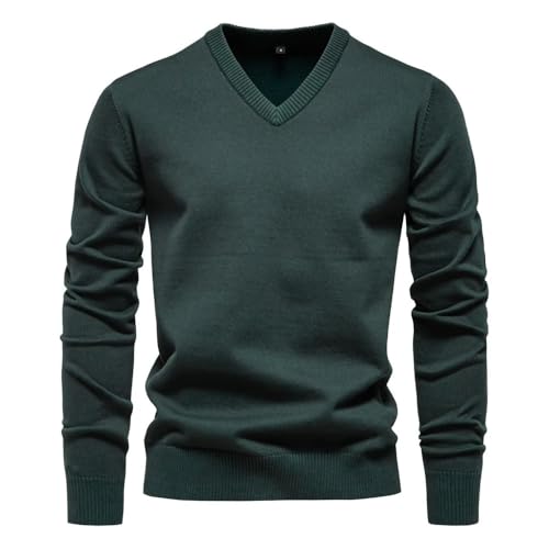 2024 Men's Classic Solid Color Warm Sweater Autumn V-Neck Fashion Pullover Sweater3