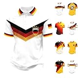 Deutschland Shirt Wm Trikot 2026 Tshirt mit Deutschem Flaggenprint Kurzarm Poloshirt Knopfleiste Fußball Fan Shirts Atmungsaktiv Stretch Oberteil Stadion Outfit für Wm-Ball und Public Viewing Party