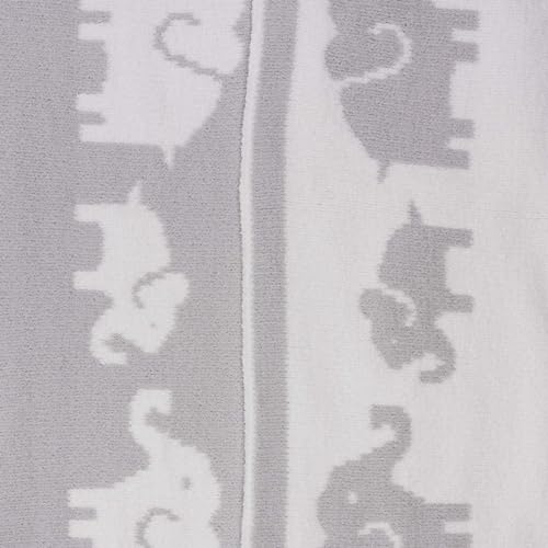 Image of Chenille Baby Blanket - Soft Plush Toddler Blanket, Grey Elephants (30 inch x 40 inch)