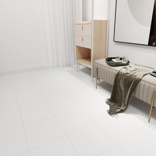 20-Pack 12"x12" Peel and Stick Floor Tiles Waterproof Self Adhesive Vinyl DIY Flooring for Bedroom, Bathroom, Kitchen, RV, Cover 20 Sq. Ft, Matte White by Qianglive - Used condition - Image 8