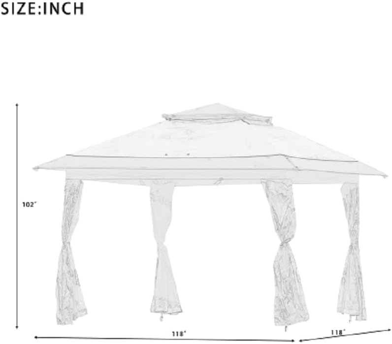 Patio Gazebo Tent Garden Canopy Soft Top Outdoor (Khaki)