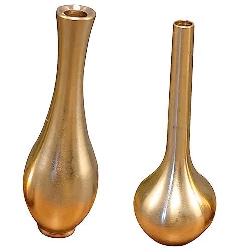 Cabilock Adornos Metálicos 2 Piezas Florero De Cobre Jarrón Floral Decorativo Decoración De Jarrón Dorado Florero Alto Jarrón De Tallo De Cobre Florero Mesa De Boda Comedor Latón