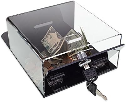 SOURCEONE.ORG Deluxe Clear Face Acrylic Donation Box - Ticket Box - Collection Box - Counter Top or Wall Mount Use