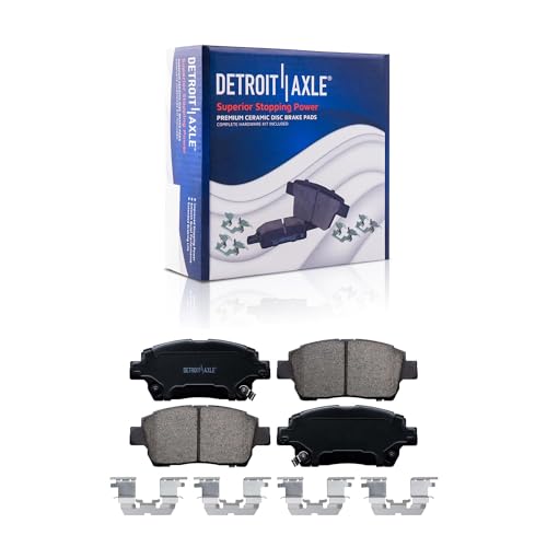 Image of Detroit Axle - Front Brake Kit for 2004-2009 Toyota Prius | Drilled & Slotted Disc Brake Rotors Ceramic Brake Pads w /Hardware 2005 2006 2007 2008 Replacement
