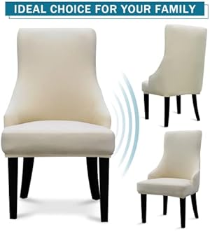 Liykimt Stretch Wingback Side Chair Slipcover with Arms-Armless Accent Chair Cover,Removable Soft Spandex Upholstered Arm Dining Chair Protector with Nailed Trim for Dining Room Banquet Home Decor