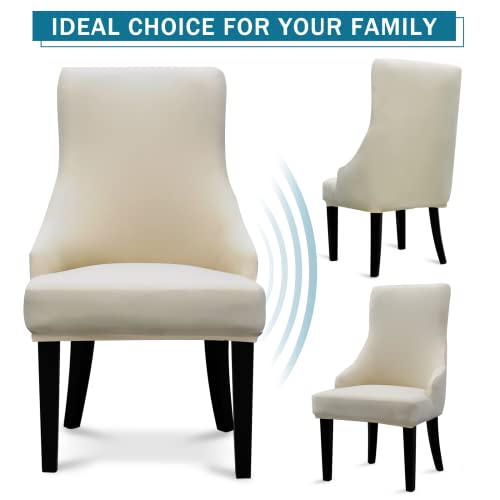 Liykimt Stretch Wingback Side Chair Slipcover-Accent Chair Cover Slipcover With Arm,Washable Upholstered Arm Dining Chair With Nailed Trim Protector For Dining Living Room Set Of 2,Beige thumb #2