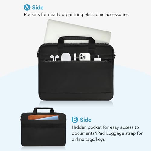 LANDICI 360° Protective Laptop Bag 15.6 Inch with Shoulder Strap, Laptop Case Sleeve for MacBook Pro 16, 15.6-16” HP Lenovo Dell ASUS, Waterproof Computer Bag Slim Briefcase for Men Women-Black - Image 2