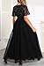 Formal Dresses for Women Black Prom Evening Gown Sequin Tulle V Neck Ruffle Short Sleeve Empire Waist A Line Long Dress