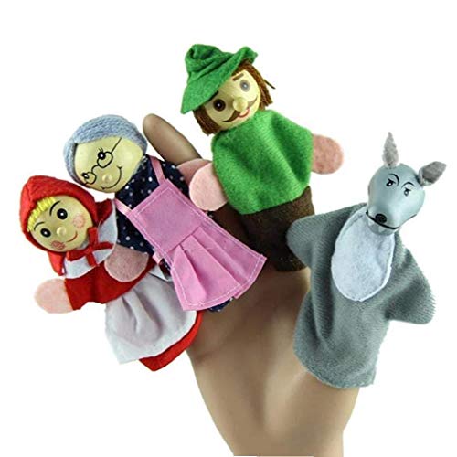 Juguete Animal de la Historieta Suave para la Escuela, Lugar de Entretenimiento, marioneta del Dedo de la Caperucita Roja