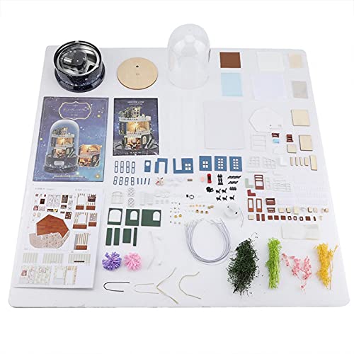 Bruryan DIY Puppenhaus - DIY Puppenhaus Traumhaus Miniatur mit rotierender Spieluhr Staubschutz LED-Licht – Bild 8