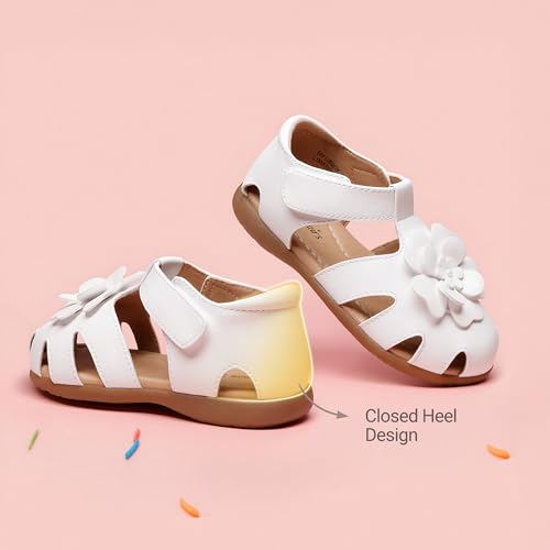 Image of DREAM PAIRS Girls Toddler /Little Kid Closed-Toe Flower Summer Dress Sandals Shoes