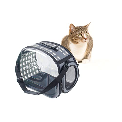 POPETPOP Transportín Portátil Transparente para Gatos y Perros Resistente Arañazos Cómodo y Seguro