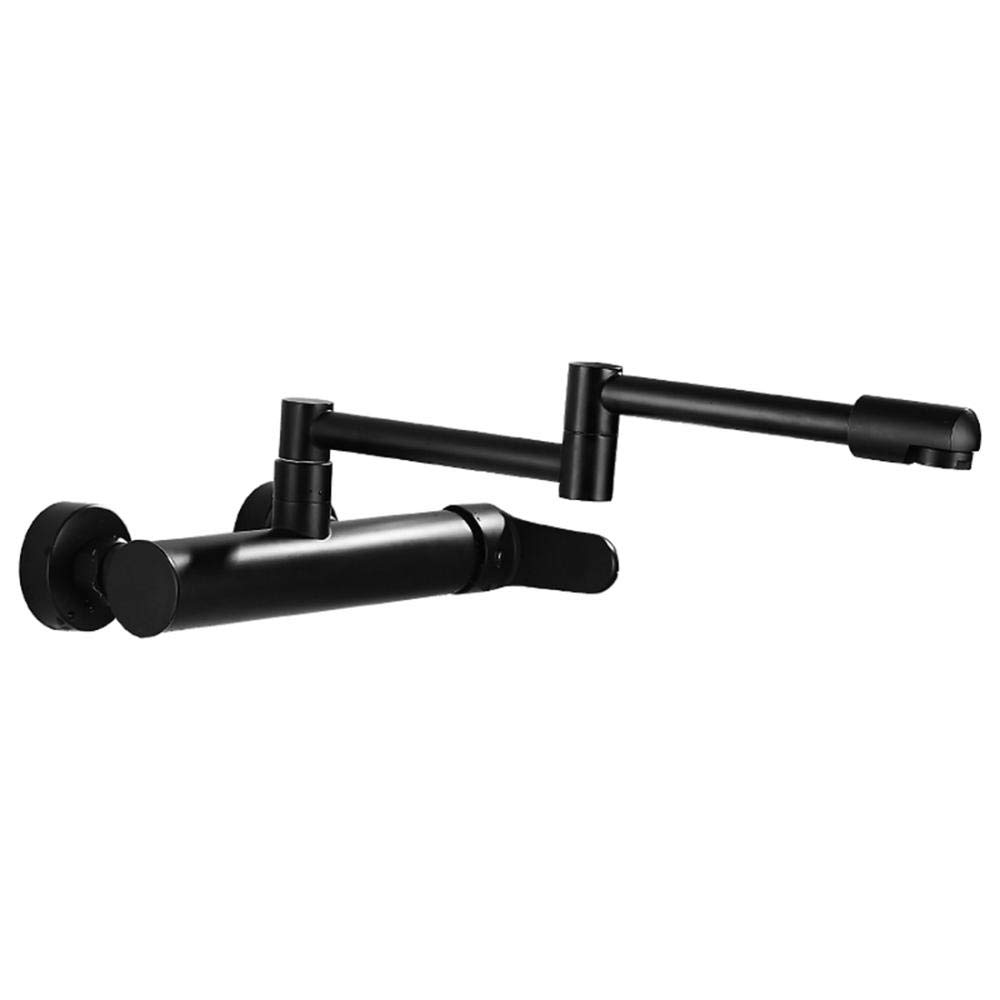 Robinet mural noir en laiton chaud et froid pliable et extensible pour évier cuisine