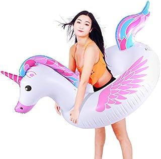 HIWENA Inflatable Unicorn Pool Float Tube for Party Decorations, Unicorn Inflatable Raft Pool Toys, 67 Inches Giant Pool Float for Adults and Kids