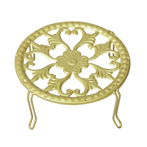 SUPVOX Soporte de flores de hierro jardinera de pared de interior puesto de plantas al aire libre peana monitor plant stand estante de almacenamiento de bonsai expositor de plantas Golden