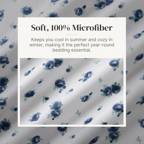 Parure de lit drap-housse poches profondes - Ensemble de draps microfibre bleu rose lit double - 6