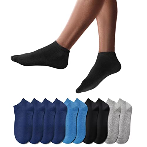 YouShow Sneaker Socken Herren Damen 10 Paar Kurze Halbsocken Quarter Baumwolle Unisex(Schwarz Marine Blau 43-46)