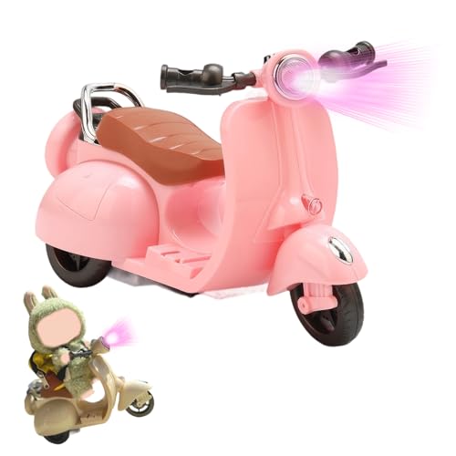 WNRTSA Scooter for Dolls Accessories, Cute Light-Up and Musical Seat with 360° Rotation, Cute Motorcycle for Dolls– Perfect for Doll Collectors, Batteries Not Included (Pink)