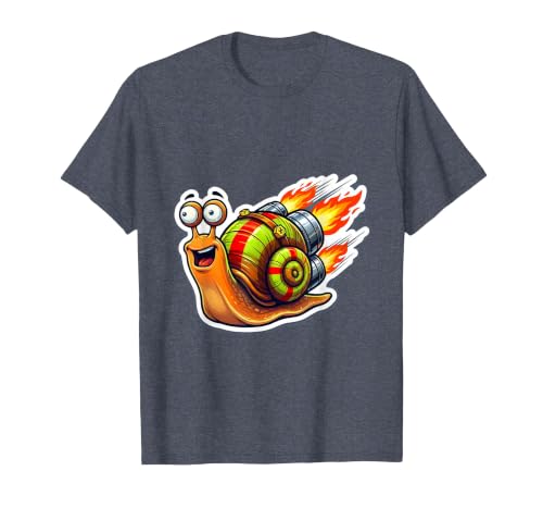 Turbo Snail Jet Engine Funny Racing Graphic T-Shirt, Men, Heather Blue, XX-Large