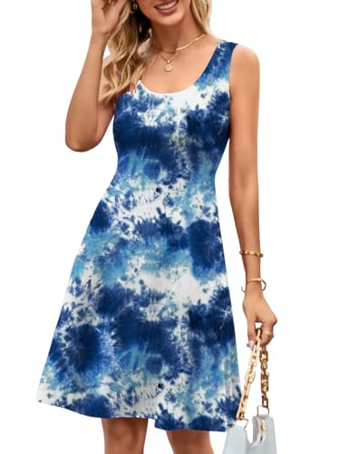 Image of Herou Summer Beach Dresses for Women A Line Sleeveless Tank Dress | Casual,Scoop Neck,Soft,Knee Length,Breathable