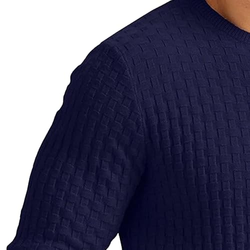Mens Waffle Sweater Ribbing Edge Male Waffle Crewneck Sweater Crewneck Twist Sweaters for Men3