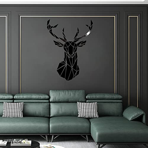 3D Acrylic Mirror Wall Decor Stickers,Removable Deer Mirrored Wall Art