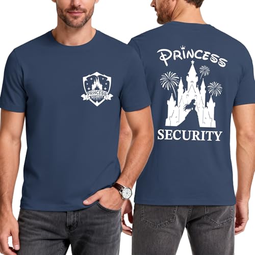 Princess Security Team Shirts Men Magical Kingdom T-Shirt Short Sleeve Dad Shirt Family Vacation Trips Party Graphic Tees Blue