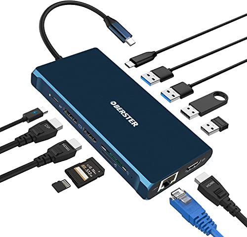 USB C Docking Station, 12 in 1 USB C Dock, Triple Display USB C Hub 4K DP/2* HDMI, MacBook Pro/Air USB C Adapter für Dell, HP, Lenovo