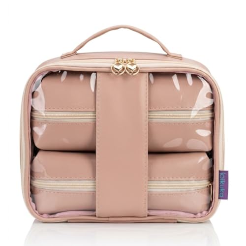 Necessaire Feminina Transparente Organizador Estojo de Maquiagem Viagem Blogueira Kit 3 (Nude)