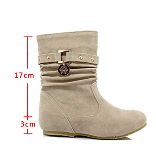 VOKLIN Women's Casual Round Toe Slouch Ankle Boots Suede Metallic Pull On Low Wedge Hidden Heel Short Booties3