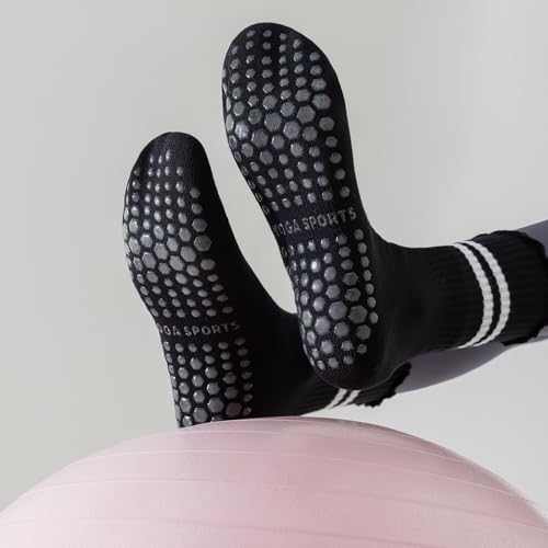 2 Pairs Women's Yoga Non-Slip Crew Socks Ruffle Top Pilates Home Comfortable Floor Socks2