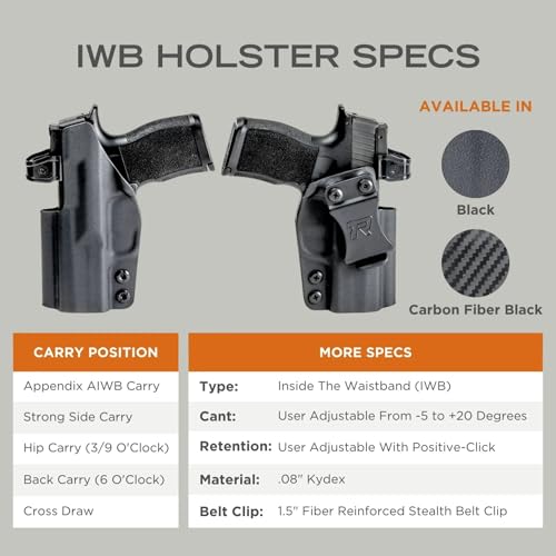 Rounded IWB Holster Fits: Kimber Micro 9 Holster - RH - Black Kydex - Concealment Express - American Made