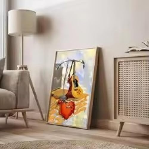 Affiche de films classiques et guitares pour remplacer un poster en papier qui se déchire