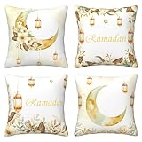 lohdalolf moon - set di 4 federe per cuscini con motivo floreale primaverile, 45,7 x 45,7 cm, per divano e soggiorno