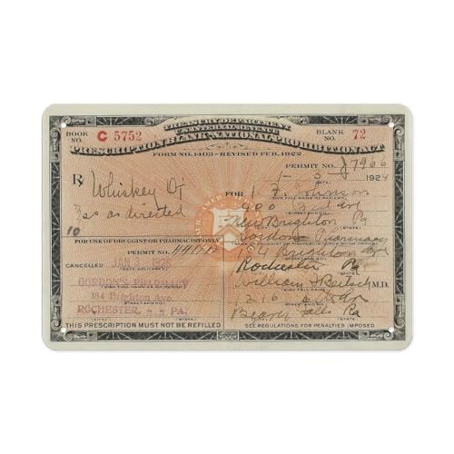 Prohibition Liquor Prescription PHOTO Used Official Medicinal Whiskey License Bootleggers