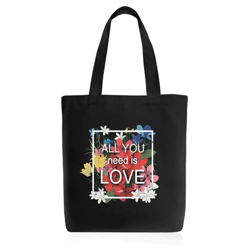Cotton Canvas Printed White/Black Vertical Women Tote Bag | 300 GSM Cloth |100% Organic Cotton | Shopping/Grocery Bag | Multi-Purpose Bag | Reusable