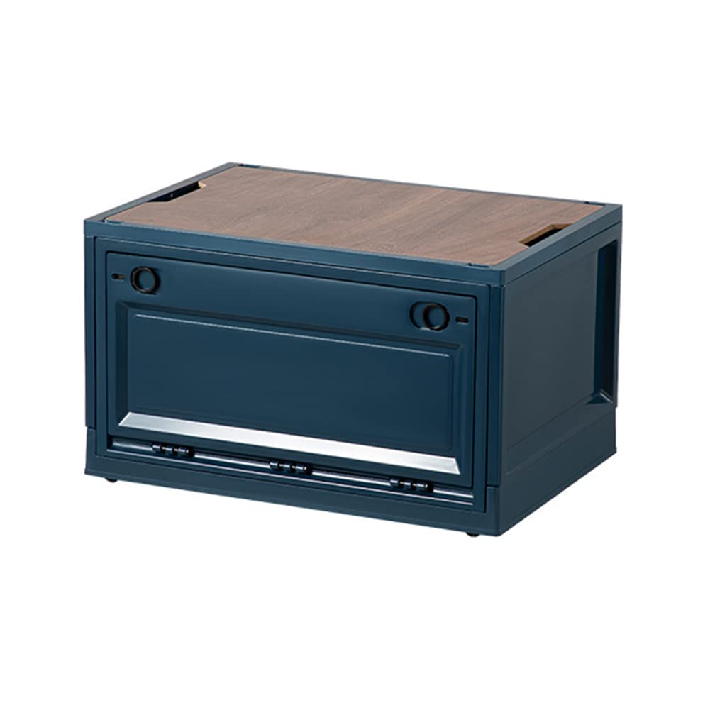 Boîte de rangement pliante avec couvercle en bois empilable pour vêtements